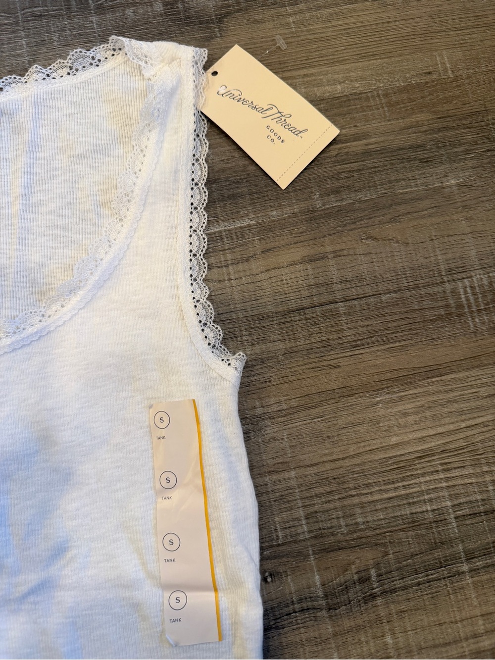 Universal Thread White Lace-Trim Ribbed Tank Top - Picture 4 of 4